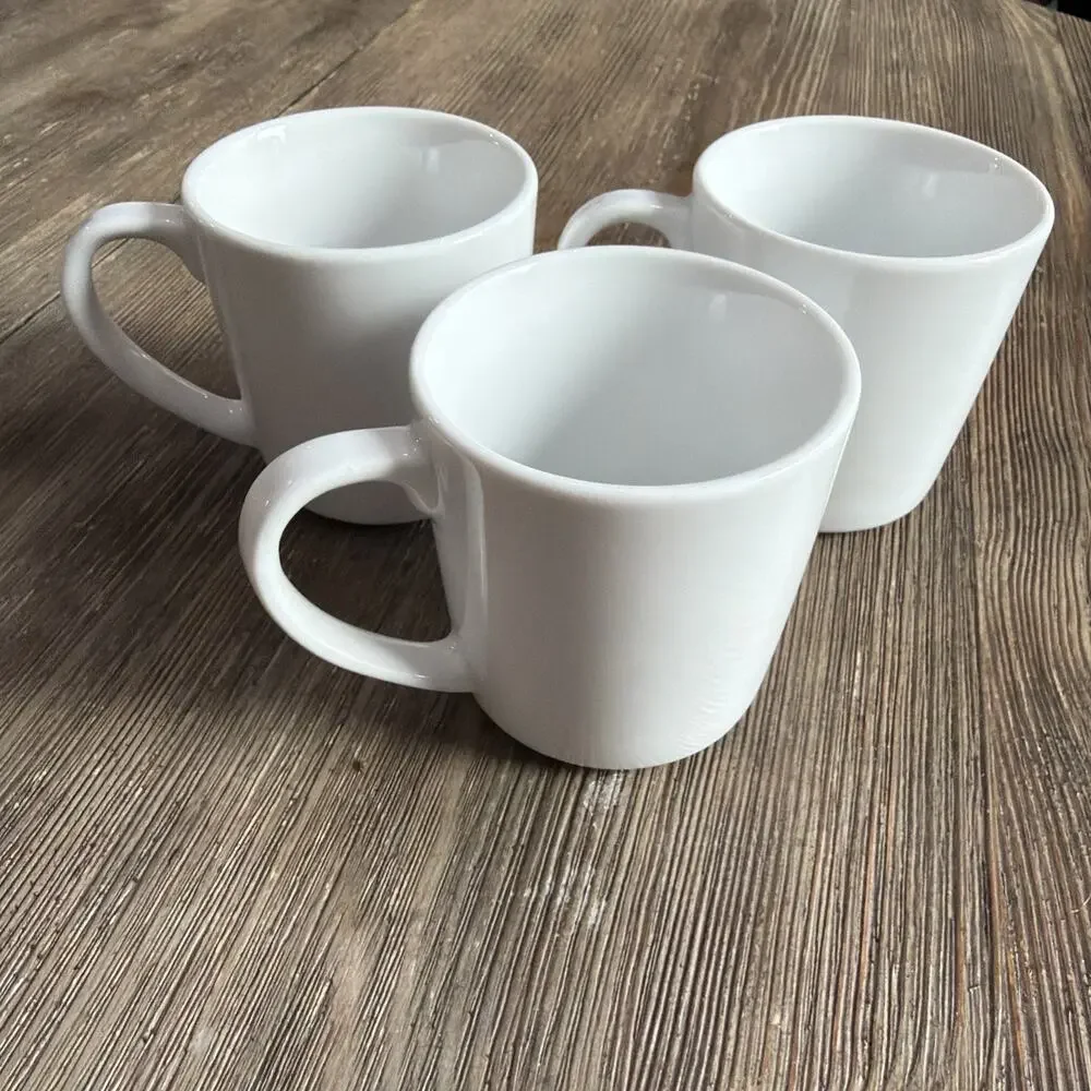 Crate & Barrel Coffee tea Mug LOT OF 3 Classic White Porcelain Made in Poland